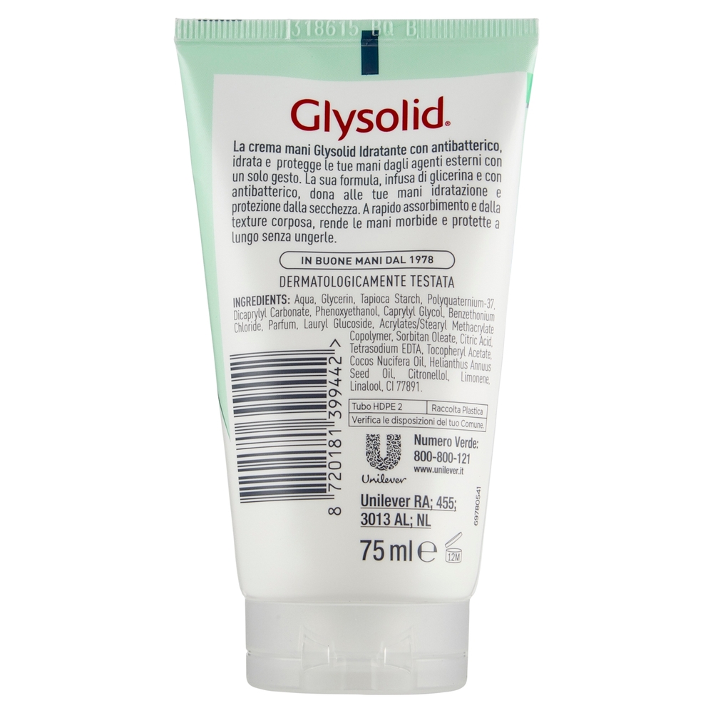 Glysolid Crema Mani Idratante con Antibatterico 75 ml